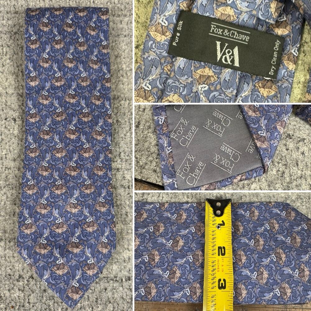 Beautiful Fox & Chave Pure Silk Men’s Designer Floral Style Tie App 60” L 3.25”W